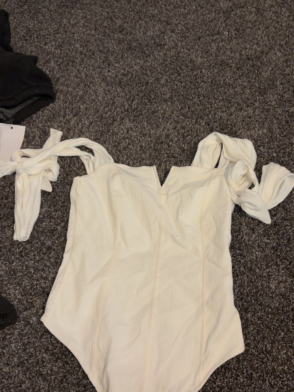 Free People Cream Tie-Shoulder Bodysuit